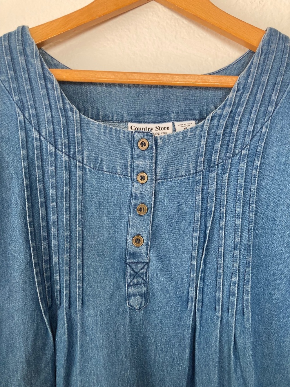 Country Store Embroidered Floral Denim 100% Cotton Jumper Dress XL Cottagecore - Picture 2 of 7